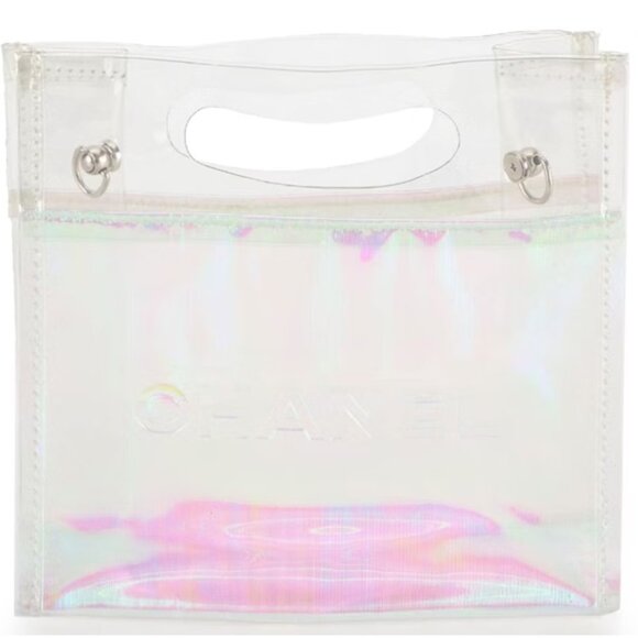 AUTHENTIC Chanel iridescent clear mini tote on chain strap - festival friendly ! - Picture 2 of 3